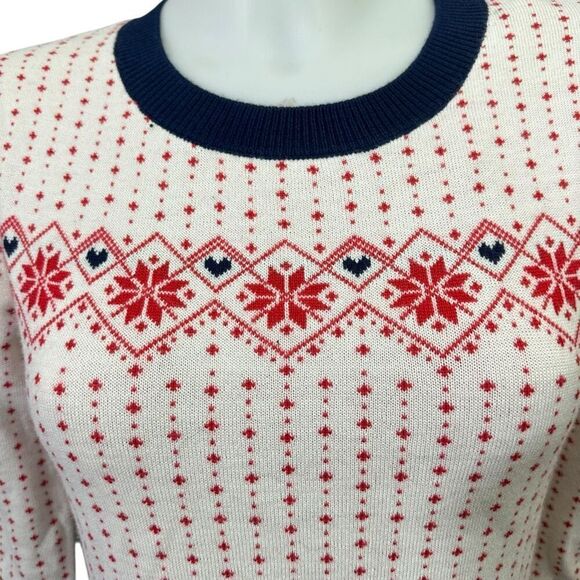 Draper James Wool Blend Fair Isle Knit Fit Flare LS Sweater Dress sz M NEW - Picture 3 of 13